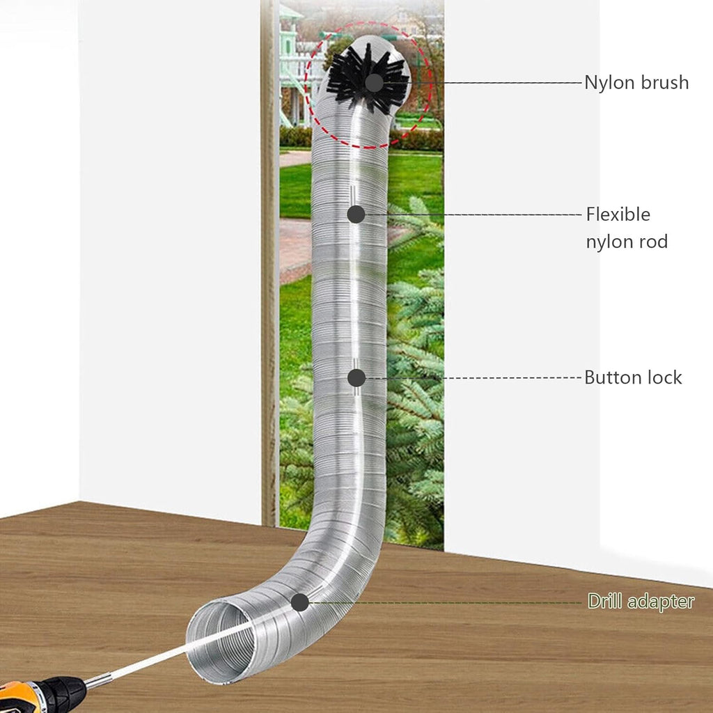 ZDHQLHJ Chimney Brush Cleaning Kit - 15-Piece Set with 12 Flexible Nylon Rods for Efficient Hearth & Ventilation Cleaning