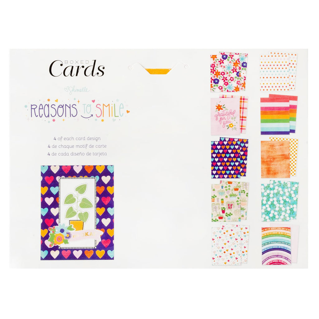 Paige Evans Blank Greeting Cards and Envelopes, 40pk - A2 Envelopes with Assorted Cards for All Occasions and Thank You Notes - 10 Unique Designs, Reasons to Smile