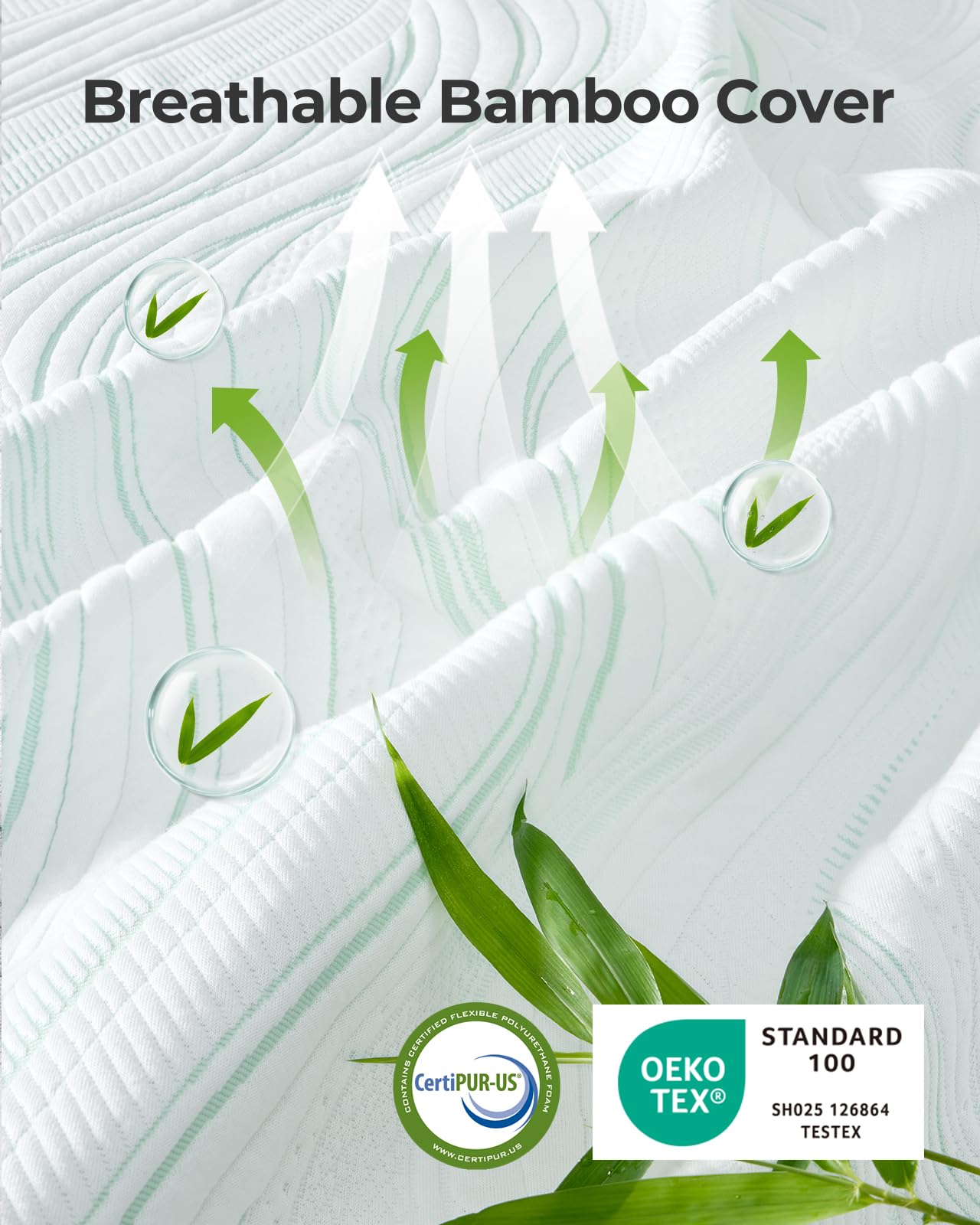 PERLECARE Firm Mattress Topper Queen- 3 Inch Bamboo Memory Foam Mattress Topper for Pressure Relief, Queen Bed Topper Suitable for Side Sleepers and Back Sleepers, Removable & Washable