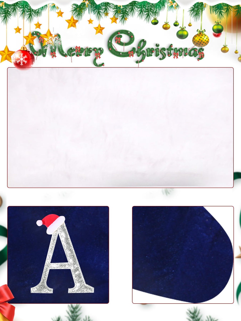 Wlflash 20 Inches Super Soft Plush Monogram Christmas Stockings Xmas Rustic Personalized Stocking Embroidered Letter Decoration for Decor