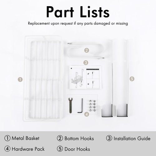 KES Ironing Board Hanger, Over The Door Ironing Board Holder, T-Leg Ironing Board Door Hanger for 1 3/4" Door, Metal Iron Holder White, HIR500B-WH