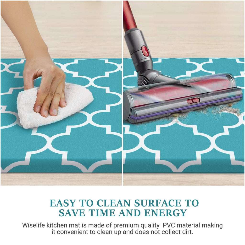 WISELIFE Anti Fatigue Floor Mat - 4/5 Inch Thick Kitchen Mat Non Slip Waterproof Heavy Duty Ergonomic Comfort Mat Durable for Home, Office, Sink, Laundry,(24" x 70", Green)