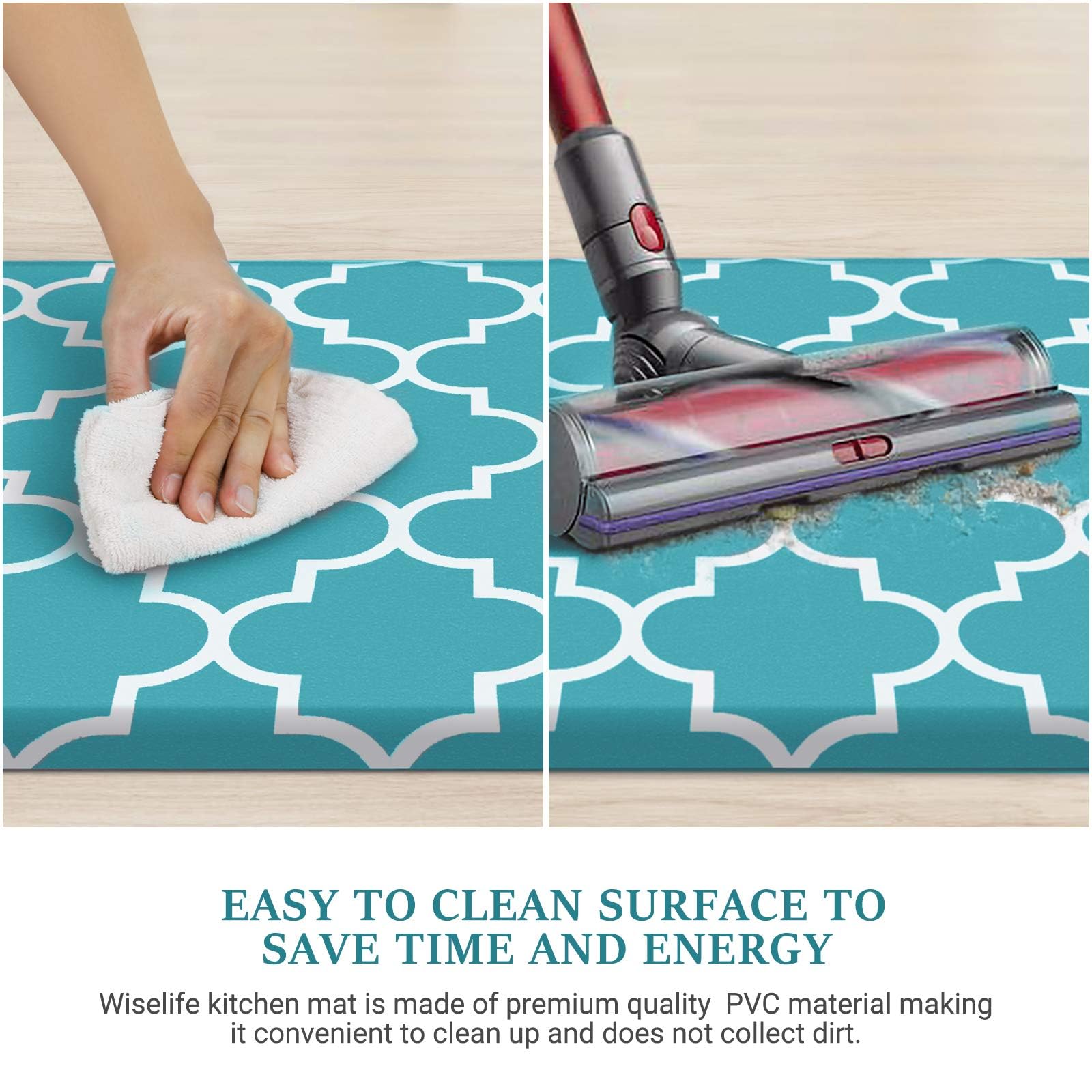 WISELIFE Anti Fatigue Floor Mat - 4/5 Inch Thick Kitchen Mat Non Slip Waterproof Heavy Duty Ergonomic Comfort Mat Durable for Home, Office, Sink, Laundry,(24" x 70", Green)
