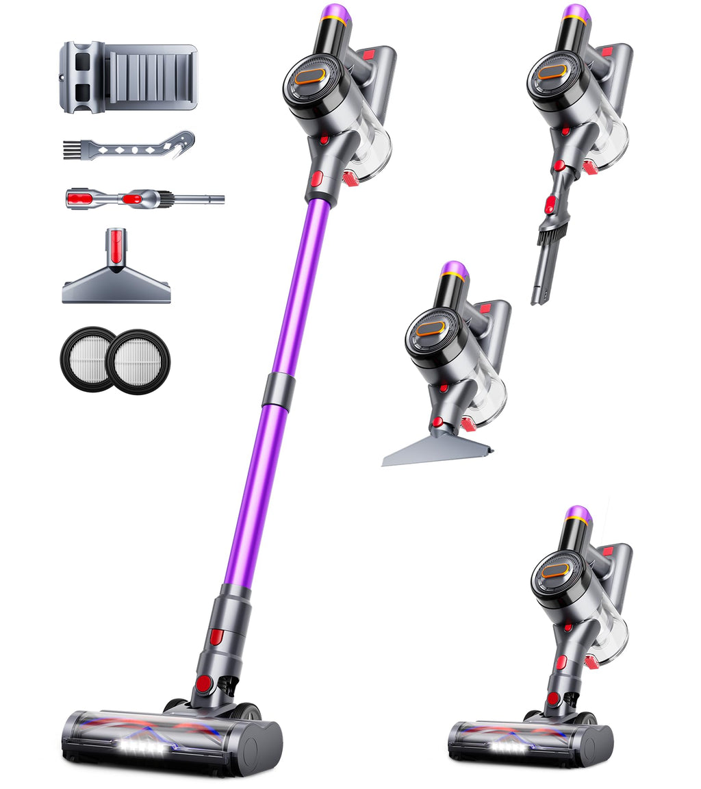 Feetis Cordless Vacuum Cleaner, 550W 45Kpa Vacuum Cleaners for Home, 60Mins Cordless Stick Vacuum with LED Display, Self-Standing & Anti-Tangle, 8-in-1 Wireless Vacuum for Carpet Pet Hair Hardfloor