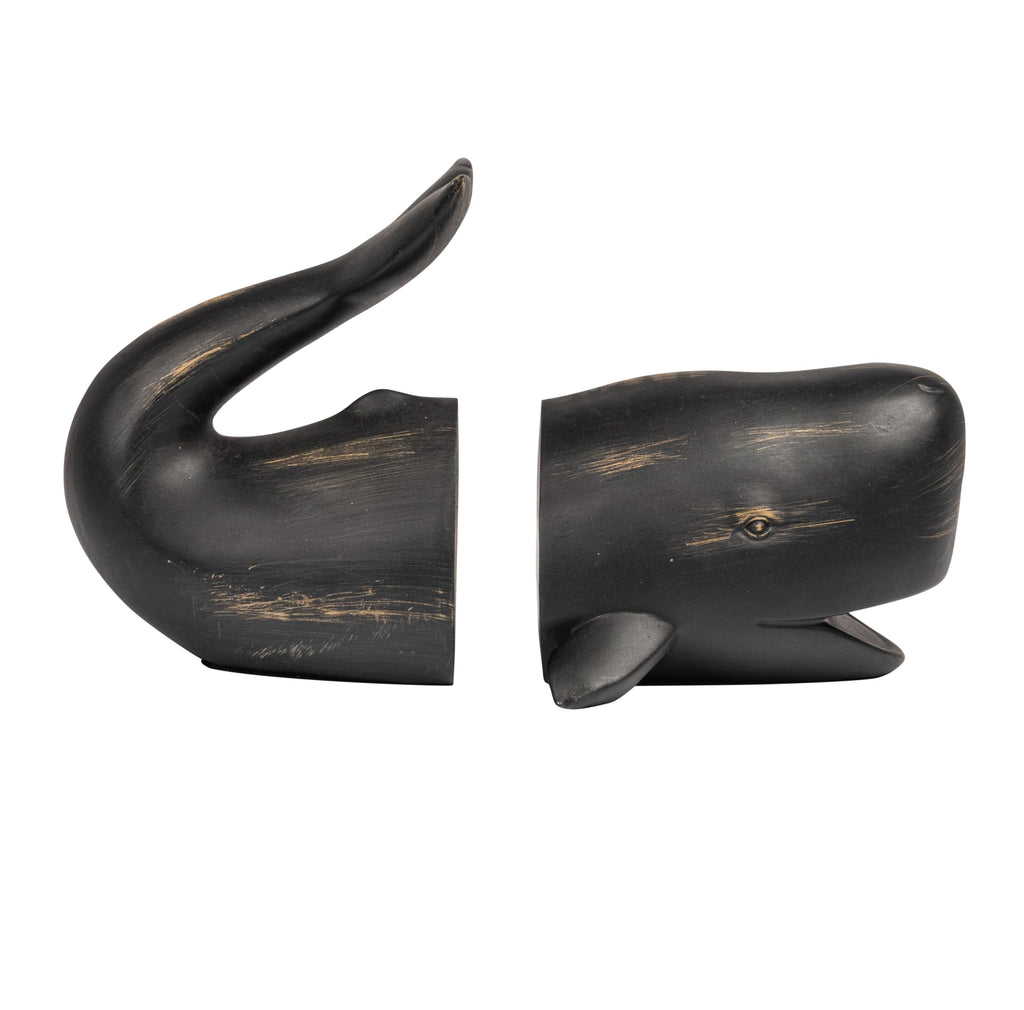 Creative Co-Op Whale Shaped Resin Bookends (Set of 2 Pieces)