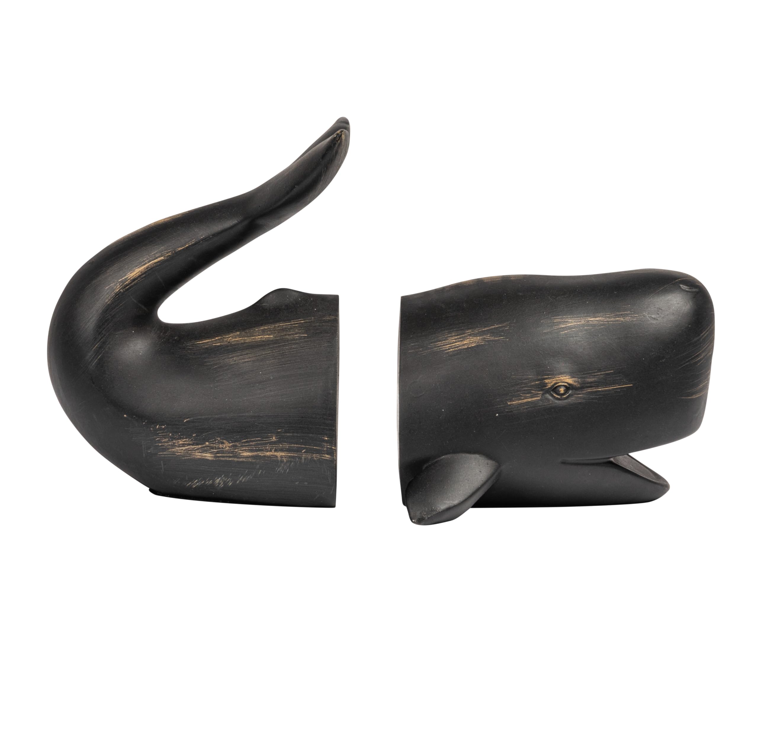 Creative Co-Op Whale Shaped Resin Bookends (Set of 2 Pieces)