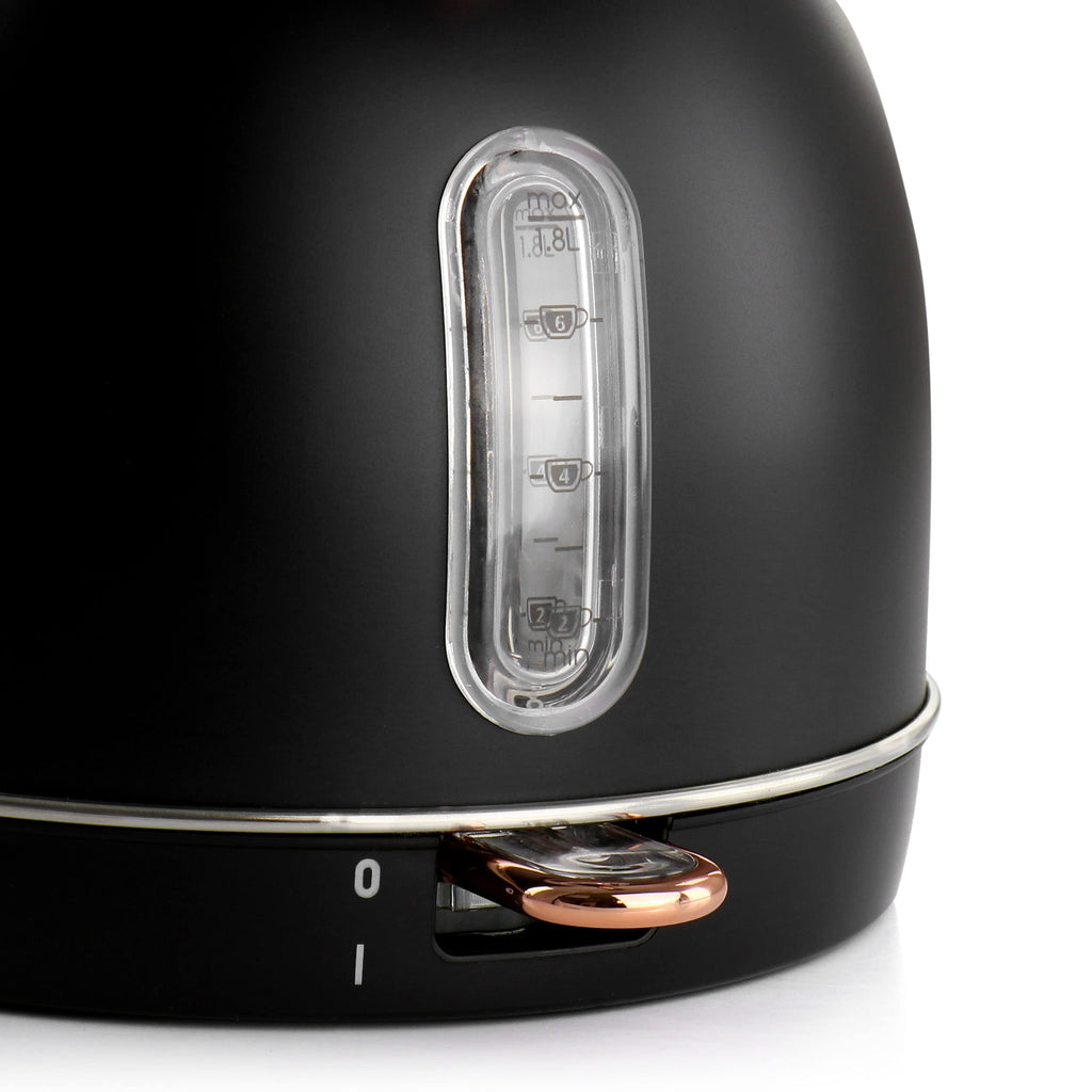 MegaChef 1.8 Quarts Half Circle Electric Tea Kettle in Matte Black