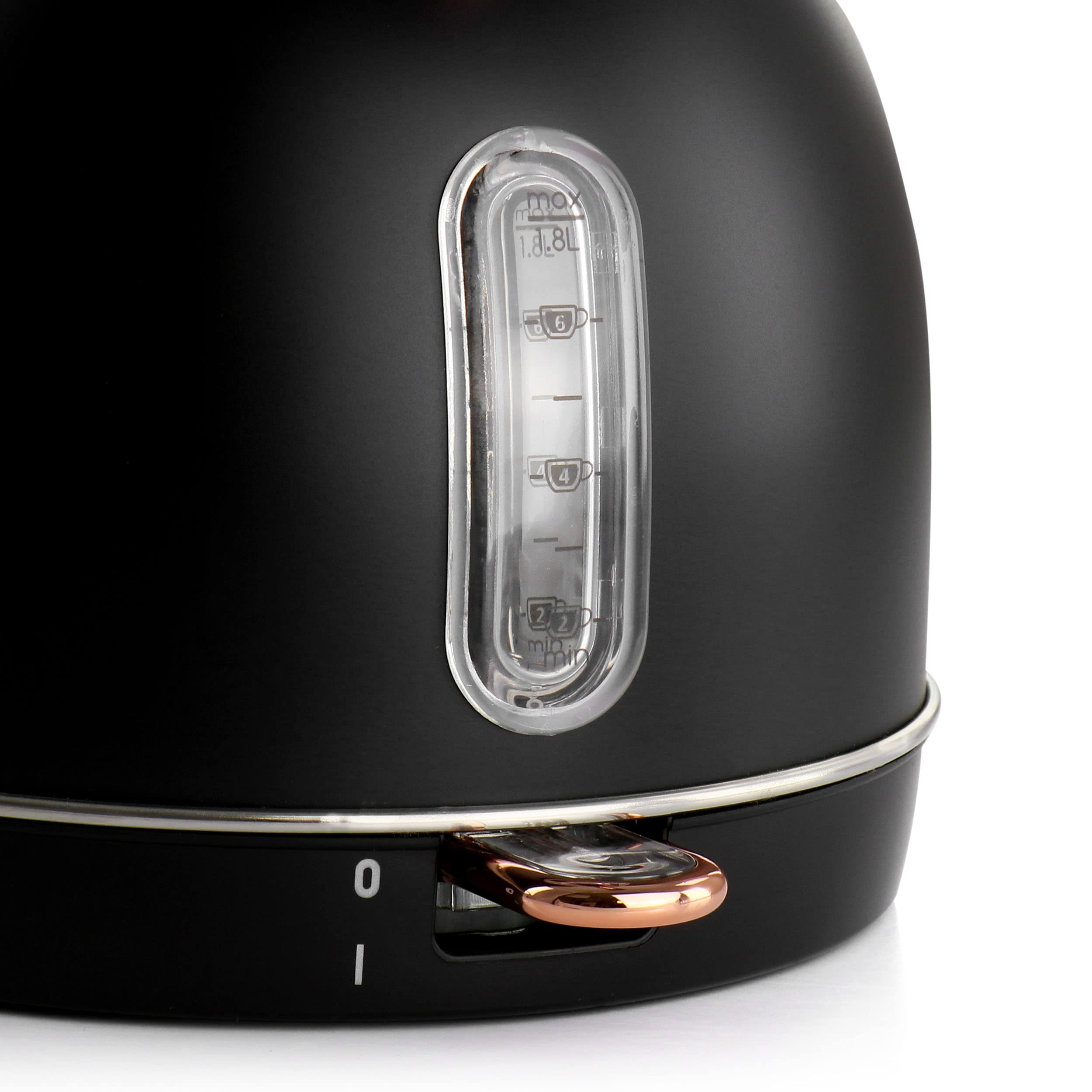 MegaChef 1.8 Quarts Half Circle Electric Tea Kettle in Matte Black