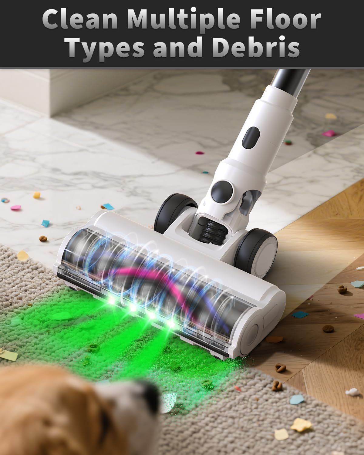 Skiennix Cordless Vacuum Cleaner - 15-in-1 Powerful Stick Design with LED Display | 110 Mins Runtime, Lightweight for Home & Pet Hair