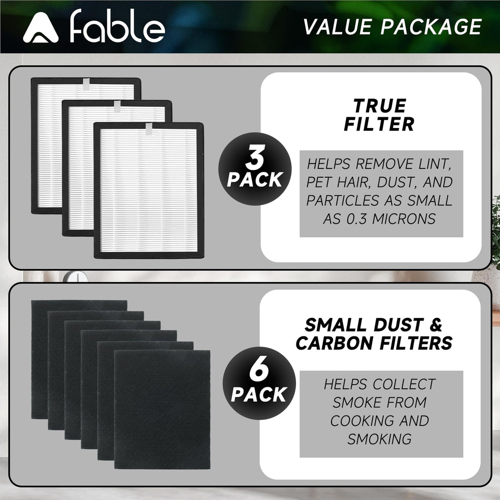 A Fable ProHEPA 9000 Replacement Filters 3 Pack Including 6 Carbon Pre Filters Compatible with Veva Pro 9000 Air Purifiers