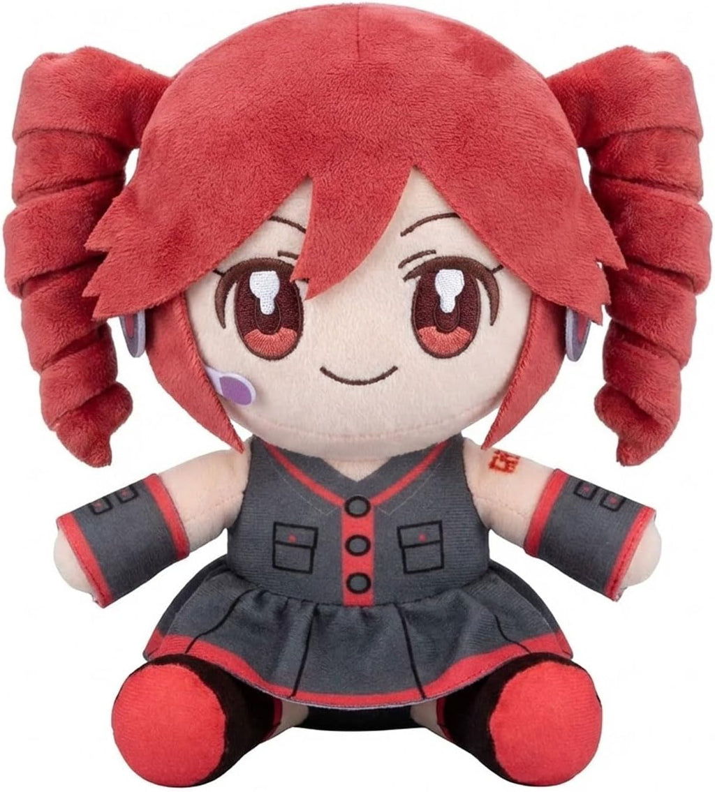 Skiennix Cute Anime Plush | 22cm Twin Tail Girl with 3D Hair | Soft Red & Black Outfit Stuffed Figure