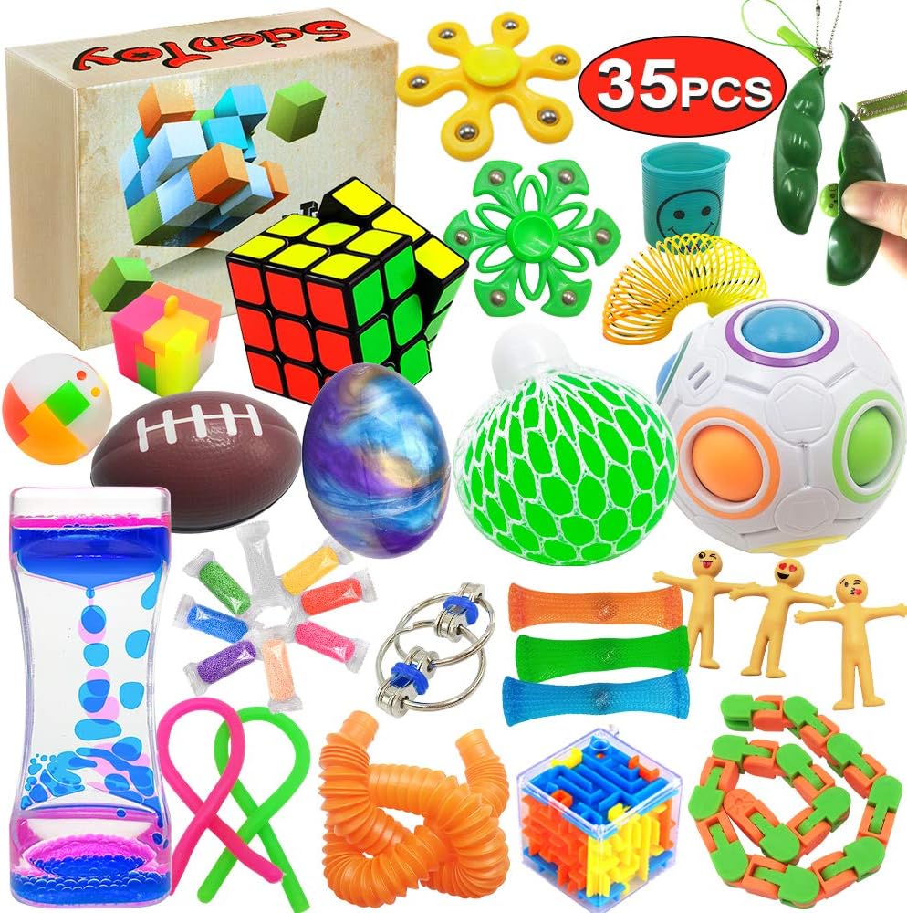 Scientoy Fidget Toy Set - 35 Pcs Sensory Toys for Stress Relief & Anxiety | Ideal for Kids & Adults