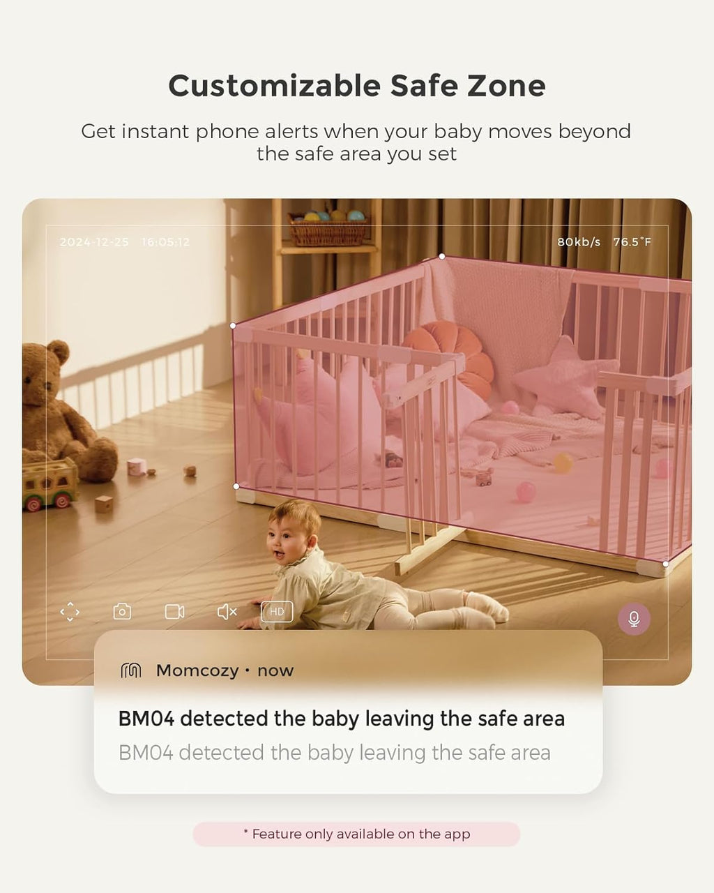 Momcozy BM04 Smart WiFi Baby Monitor - 2 Cameras, 5" 1080P Split Screen, Night Vision & 2-Way Audio