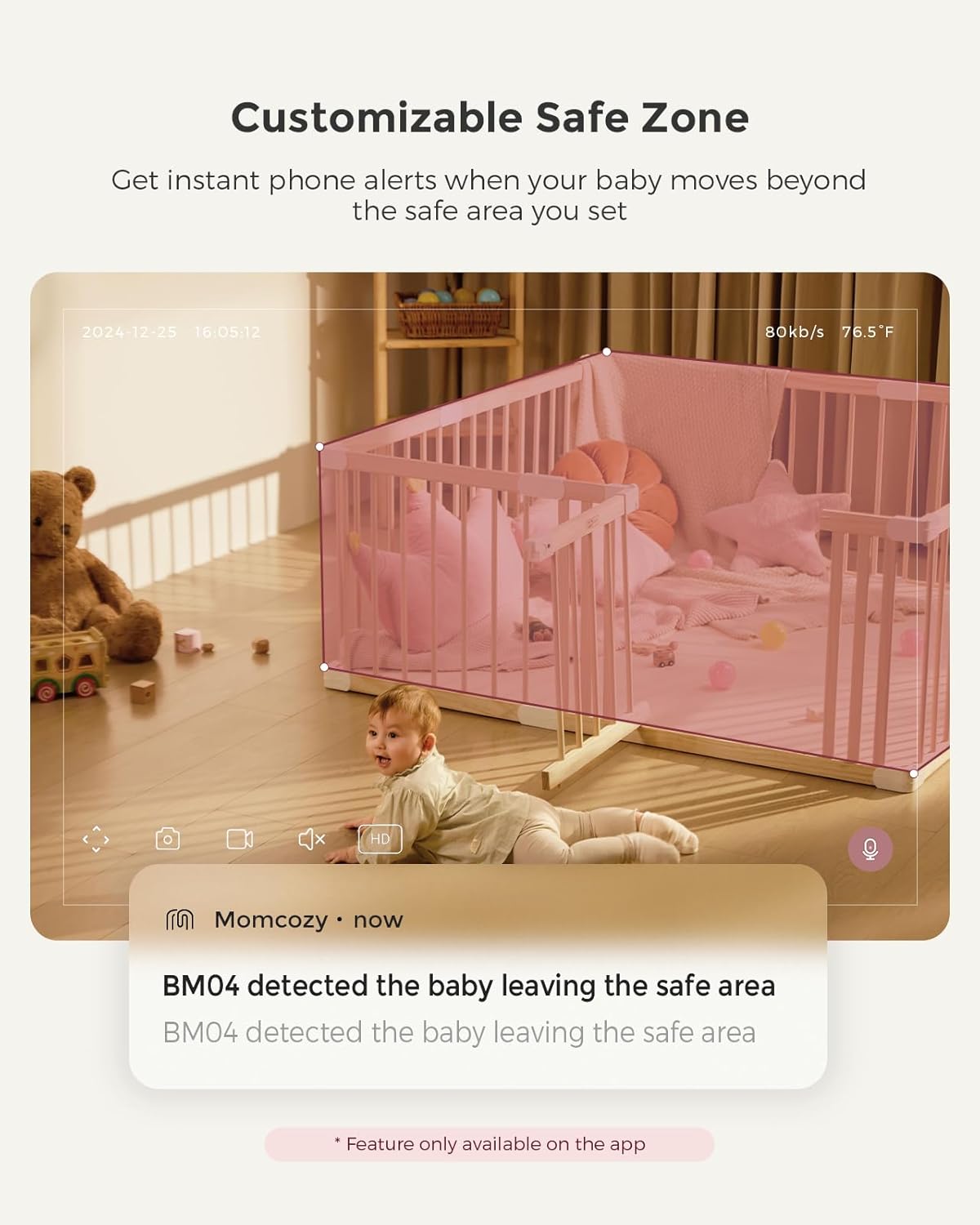 Momcozy BM04 Smart WiFi Baby Monitor - 2 Cameras, 5" 1080P Split Screen, Night Vision & 2-Way Audio