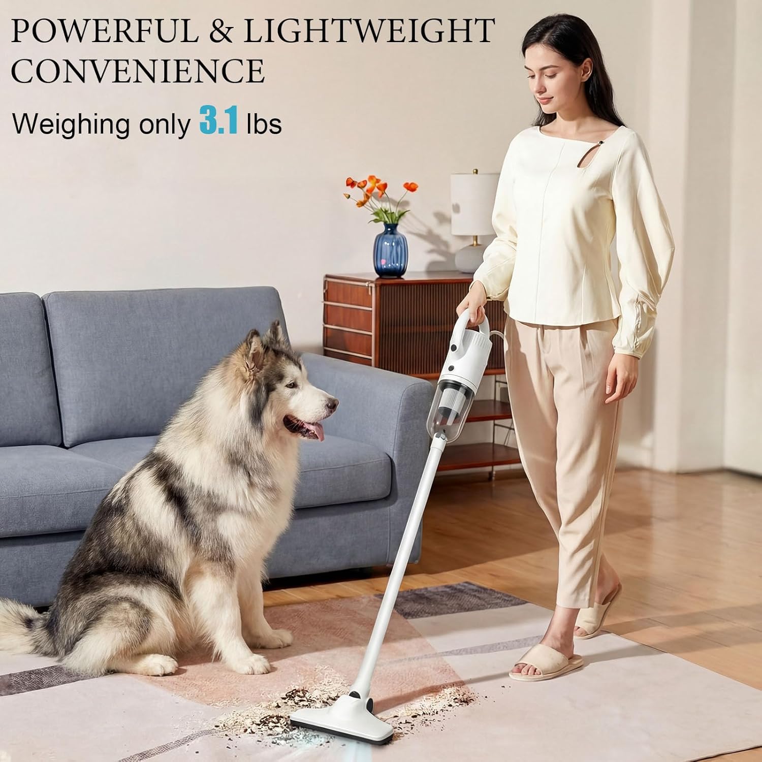 Skiennix Lightweight Corded Stick Vacuum Cleaner - 2-in-1 Handheld with HEPA Filter & Floor Brush | 13 ft Power Cord