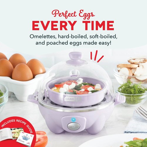 Dash Rapid Egg Cooker - Versatile Boiler, Poacher & Steamer - Holds 7 Eggs, Lavender | BPA Free & Dishwasher Safe