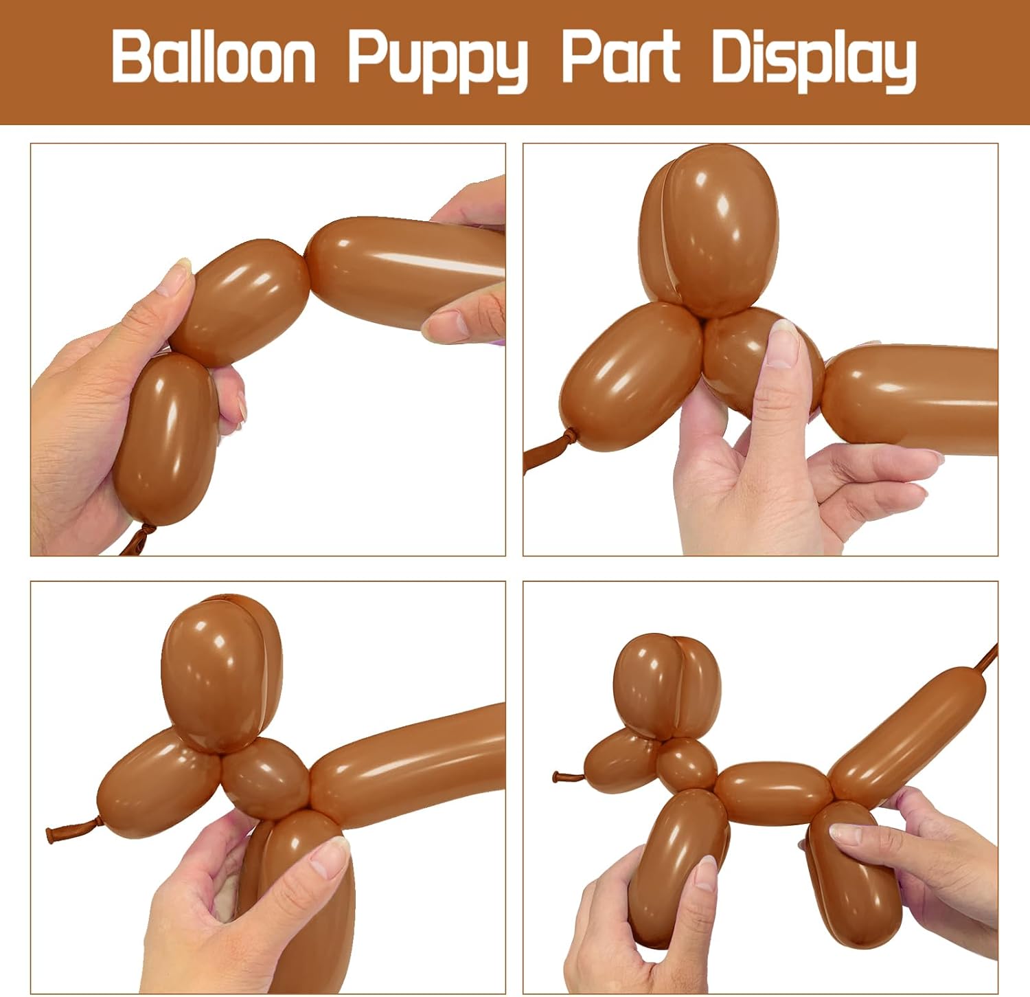 Skiennix 260 Brown Long Balloons - Thick Latex Twisting Balloons for Animal Modeling | 100 Pcs