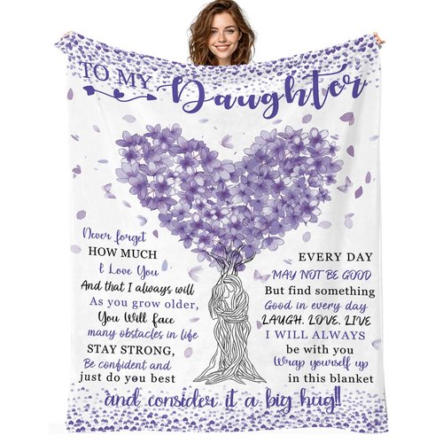 Kitolwo to My Daughter Blanket from Mom Daughters Birthday Gifts Christmas Valentines Day Gift for Daughter to My Daughter's Throw Blanket 50" x 60"（Purple）