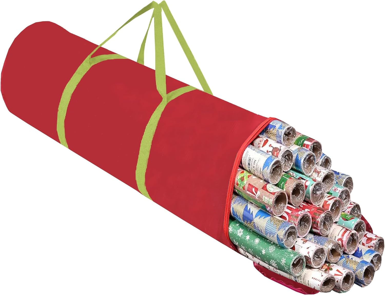 OUTTDID Christmas Wrapping Paper Organizer - Durable 600D Oxford Fabric Storage for 18-25 Rolls | Red with Handles and Zipper