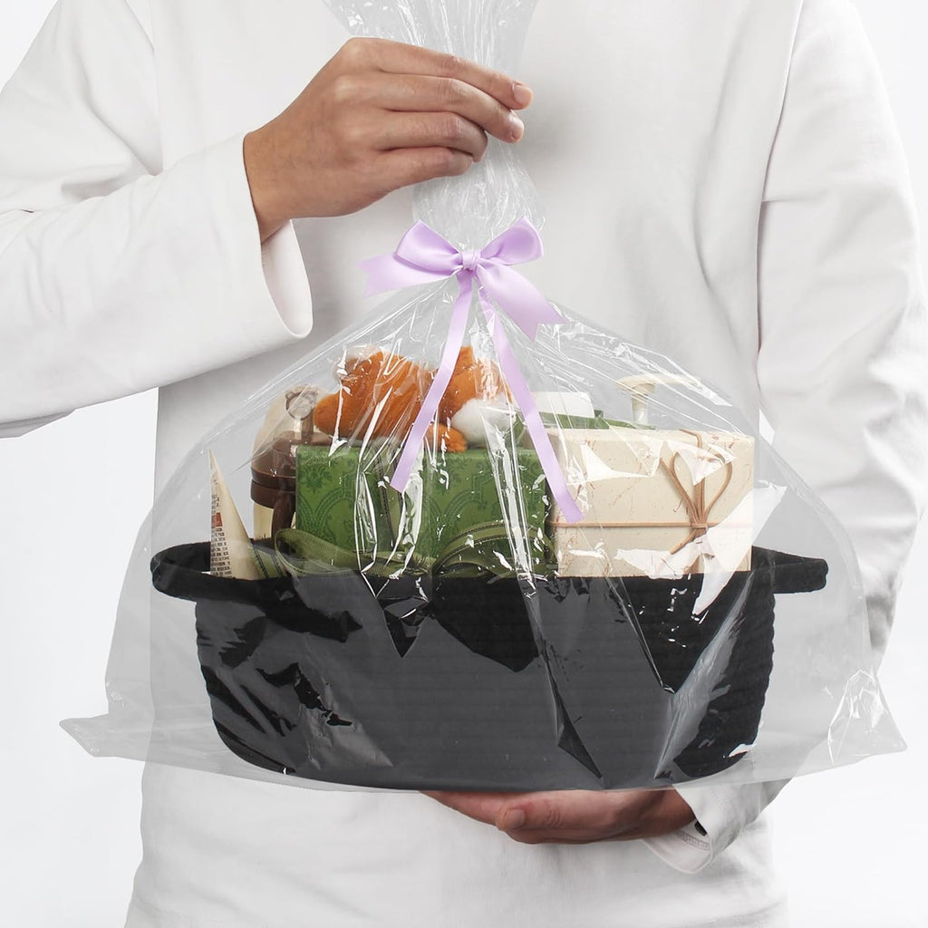 MEGASKET Black Woven Basket - Soft Cotton Rope Dog Toy Storage | 13” x 9” x 5” Decorative Organizer
