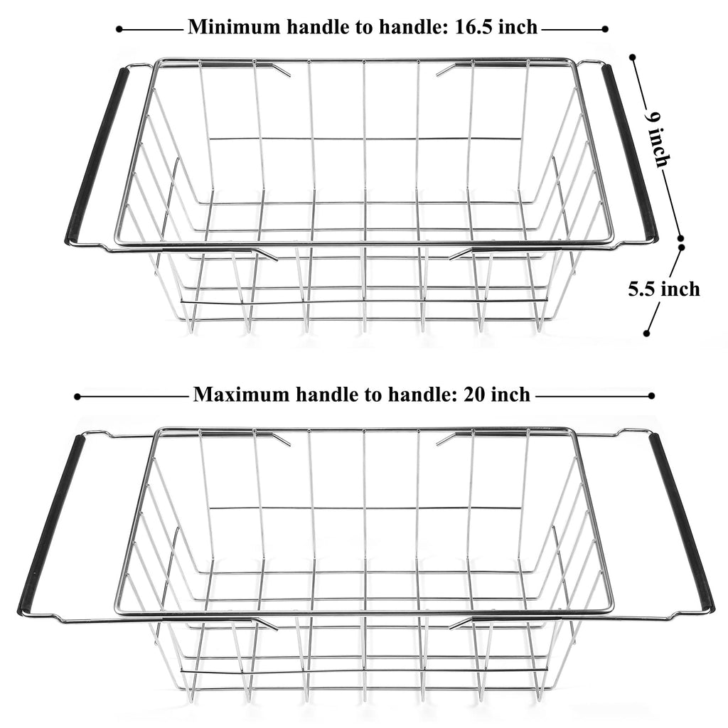 Orgneas Expandable Chest Freezer Basket, Stainless Steel Hanging Deep Freezer Organizer Bins Adjustable Handles (16.5" ~ 20") Wire Basket Storage Rack, Fits 5 Cu.FT and 7 Cu.Ft Chest Freezer