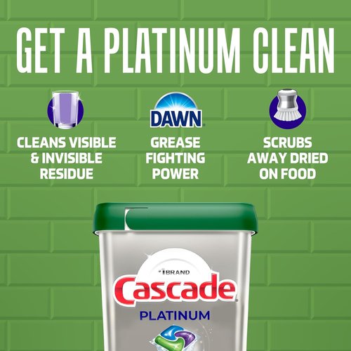Cascade Platinum Dishwasher Pods - Powerful Dish Detergent for Sparkling Clean Dishes | Fresh Scent, 12 Count
