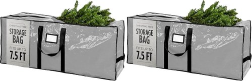 Christmas Tree Storage Bag - Durable Waterproof Zippered Bag for 7.5 Ft Artificial Trees | Protects Against Dust & Moisture (Grey, Pack of 2)