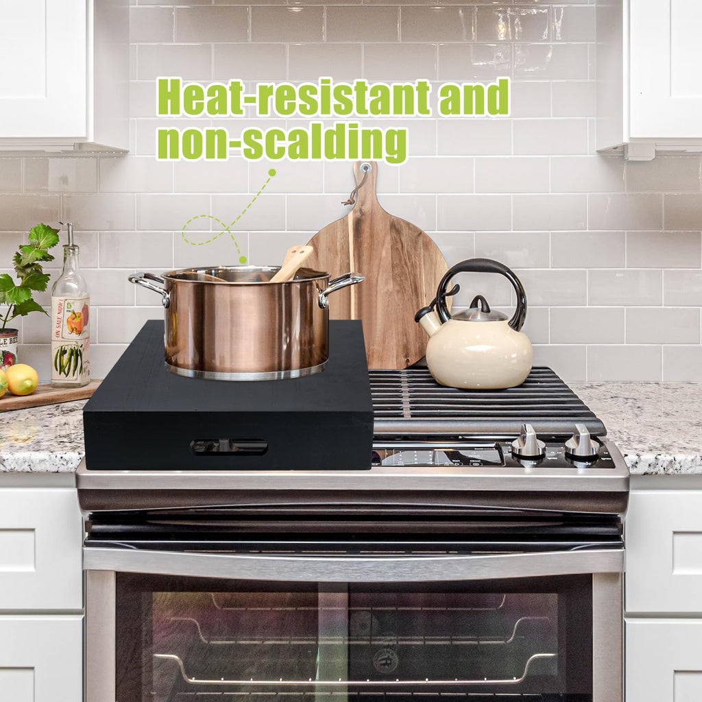 Ziliny 29. 92 x 22. 05 Inch Black Wooden Rv Stove Top Cover Stove Top Sink Cover Noodle Cutting Board for Electric Gas Burners Sink Noodle Board
