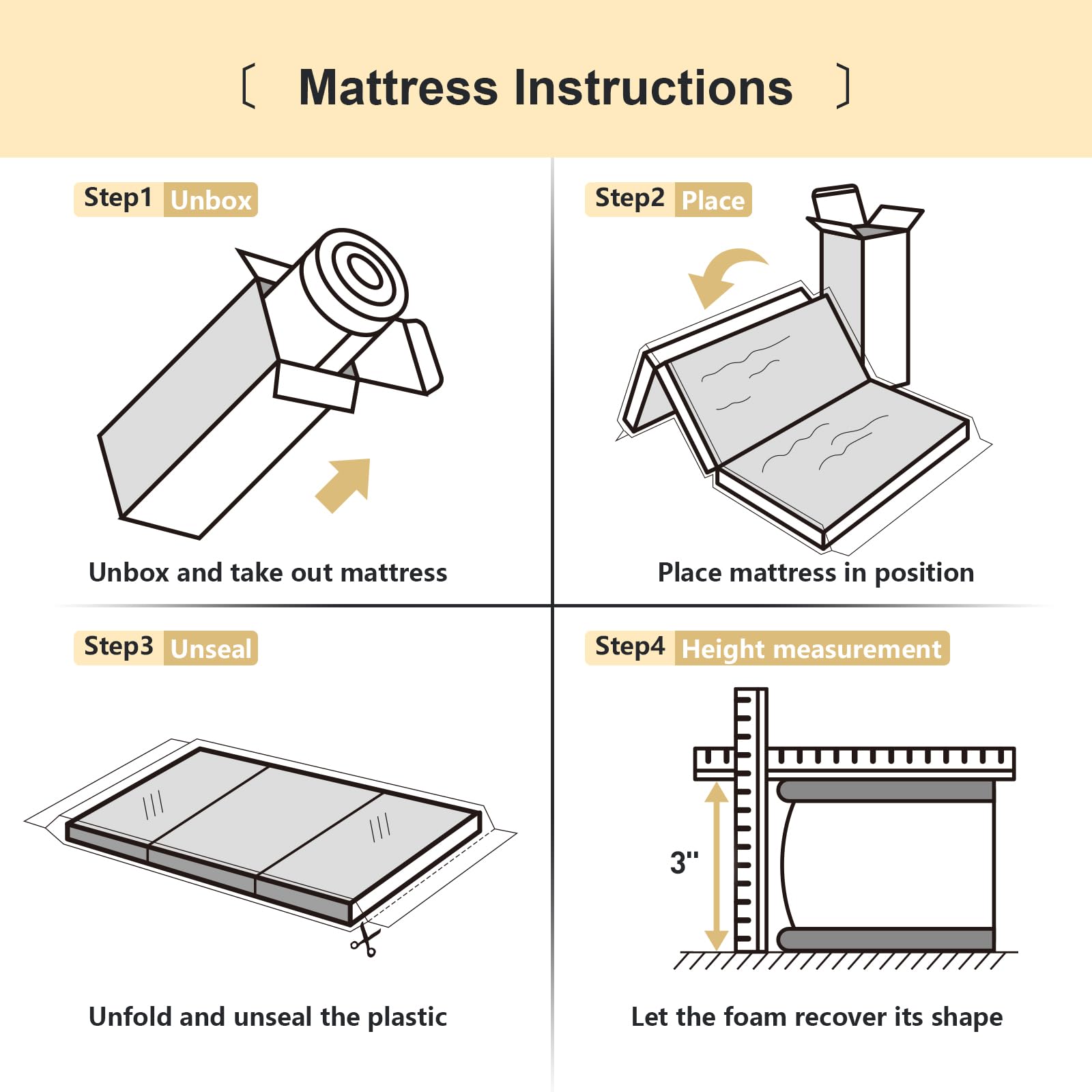 pareler bear 3"x26"x38" Trifold Mattress Topper, Waterproof Breathable Soft Removable Cover, Portable Mattress Pad with Carry Bag for Indoor & Outdoor Use, High Density Medium Firm Foam