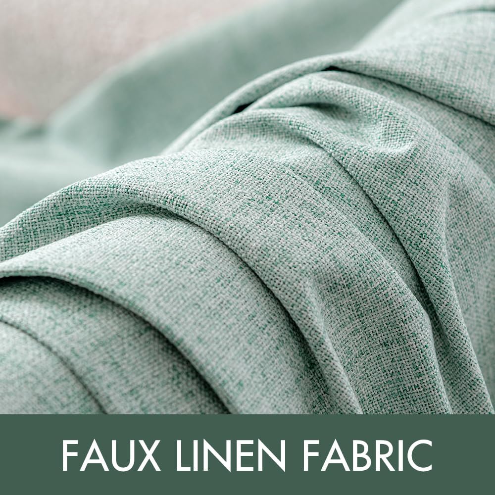 MIULEE Blackout Curtains - 100% Thermal Insulated Linen Texture Drapes | Seafoam Green, 52x96 Inch (2 Panels)