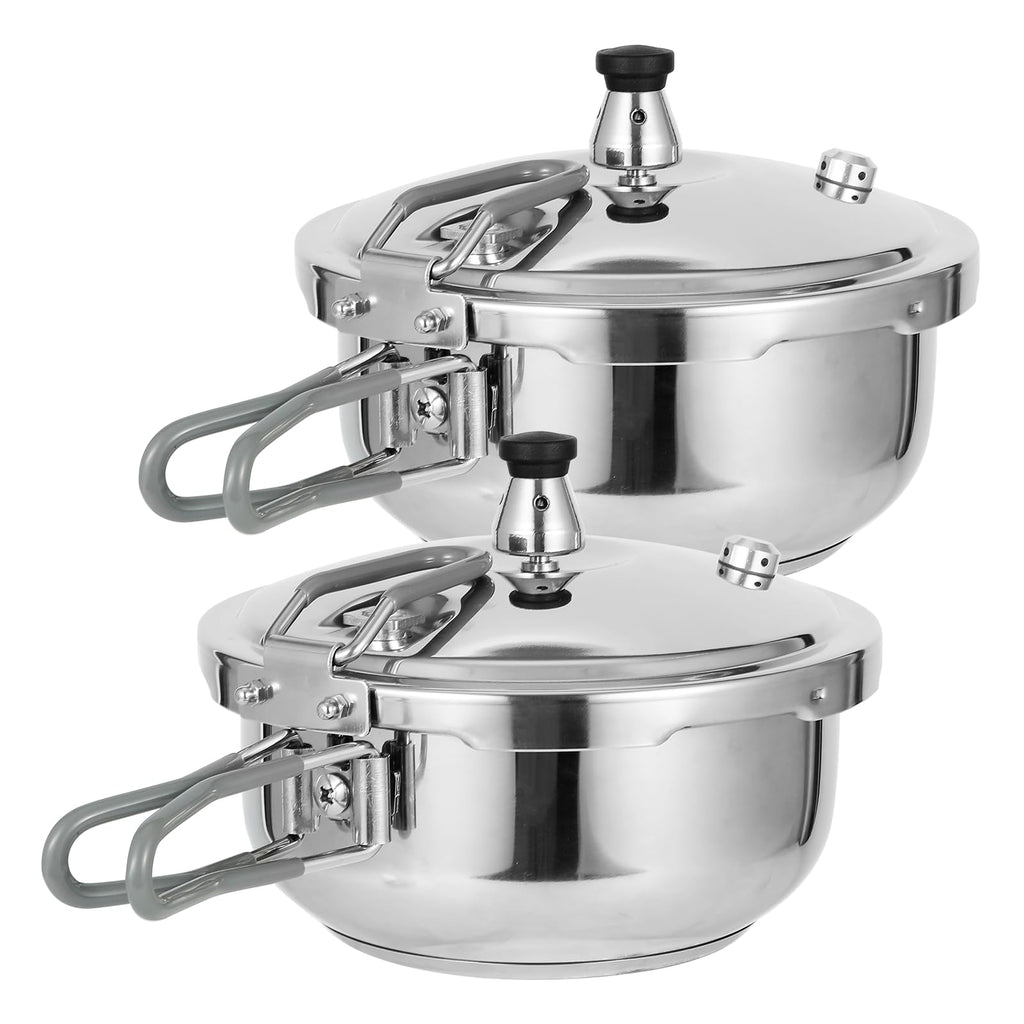 Portable Camping Pressure Cooker, 1.8 Qt Capacity, 304 Stainless Steel, Foldable Handle, Silver (1.8QT)
