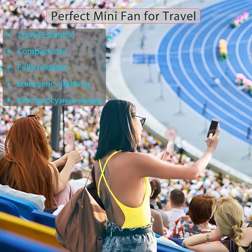 Digibond Portable Pink Handheld Fan - 3000mAh USB Rechargeable, 6-in-1 Travel Essential with Lanyard