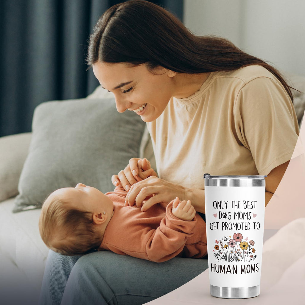 BaubleDazz Mothers Day Gifts for New Mom, Mom to be Gift, First Time Moms, Mama, Mommy To Be, Congrats On Pregnancy Gift for Wife Daughter Friend, Only the Best Dog Moms Get Promoted to Human Moms