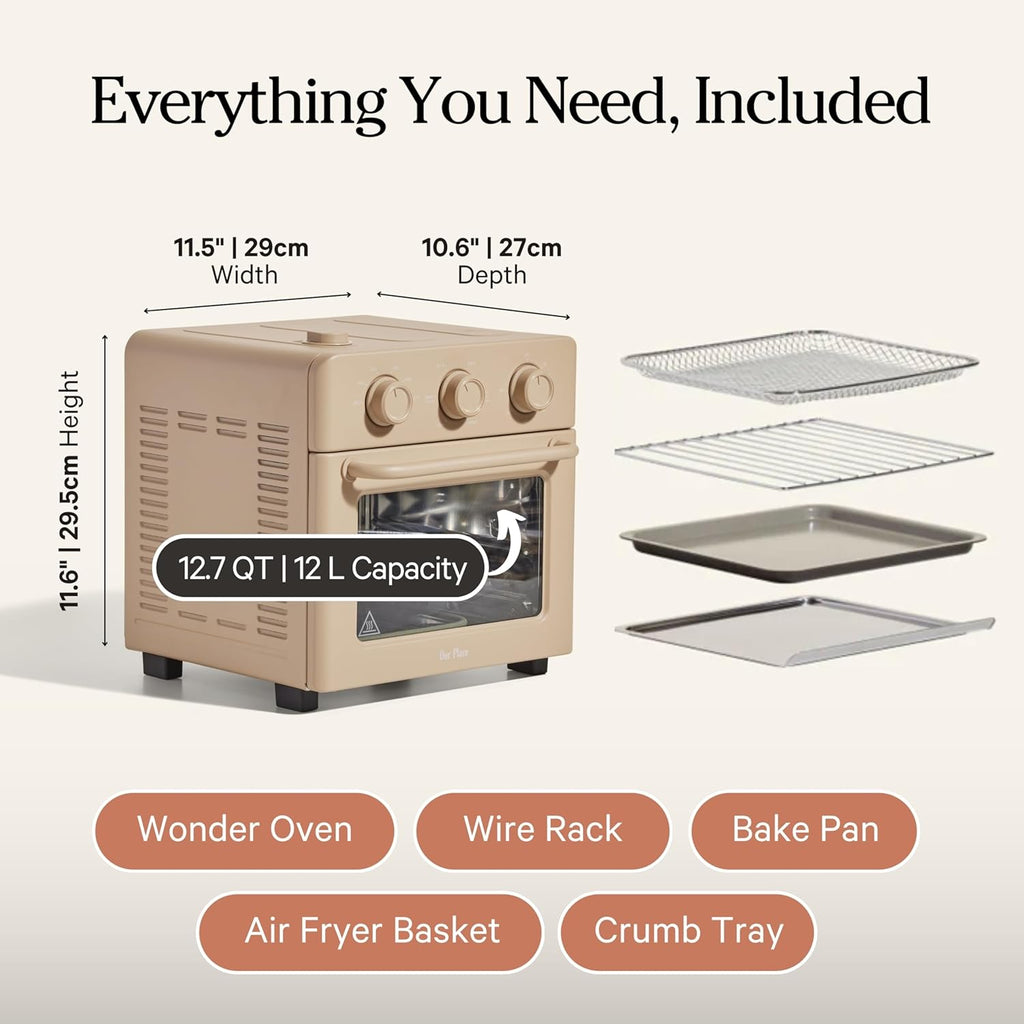 Our Place Wonder Oven - 6-in-1 Stainless Steel Air Fryer Toaster Oven Combo | 13 QT Capacity - Toast, Roast, Bake, Reheat, Broil & Steam