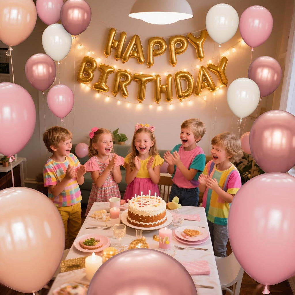 Regine Switzerland 68 Pcs Retro Pink Party Balloons - 12 Inch Dusty Pink & Metallic Rose Gold for Girls' Birthday & Baby Showers