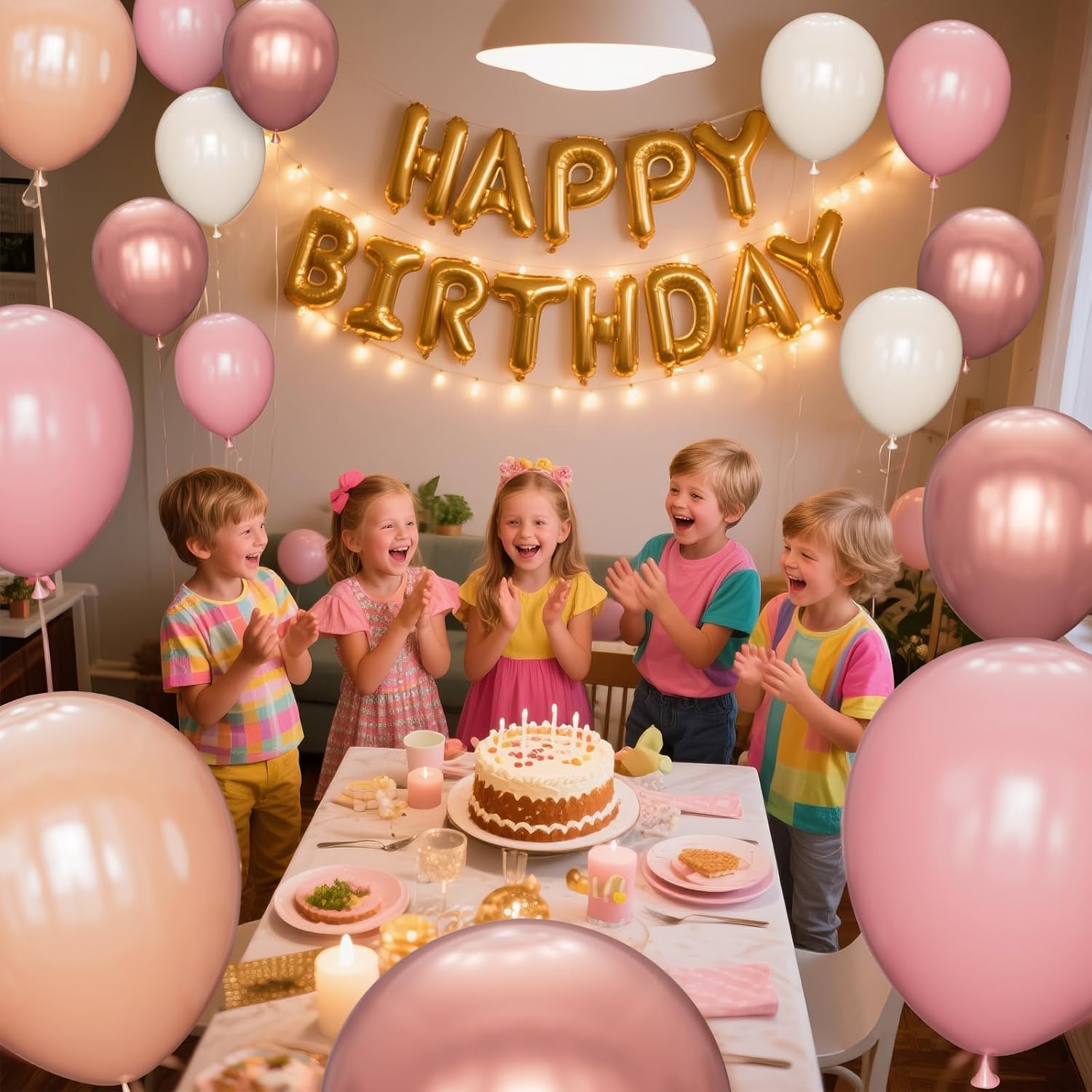Regine Switzerland 68 Pcs Retro Pink Party Balloons - 12 Inch Dusty Pink & Metallic Rose Gold for Girls' Birthday & Baby Showers
