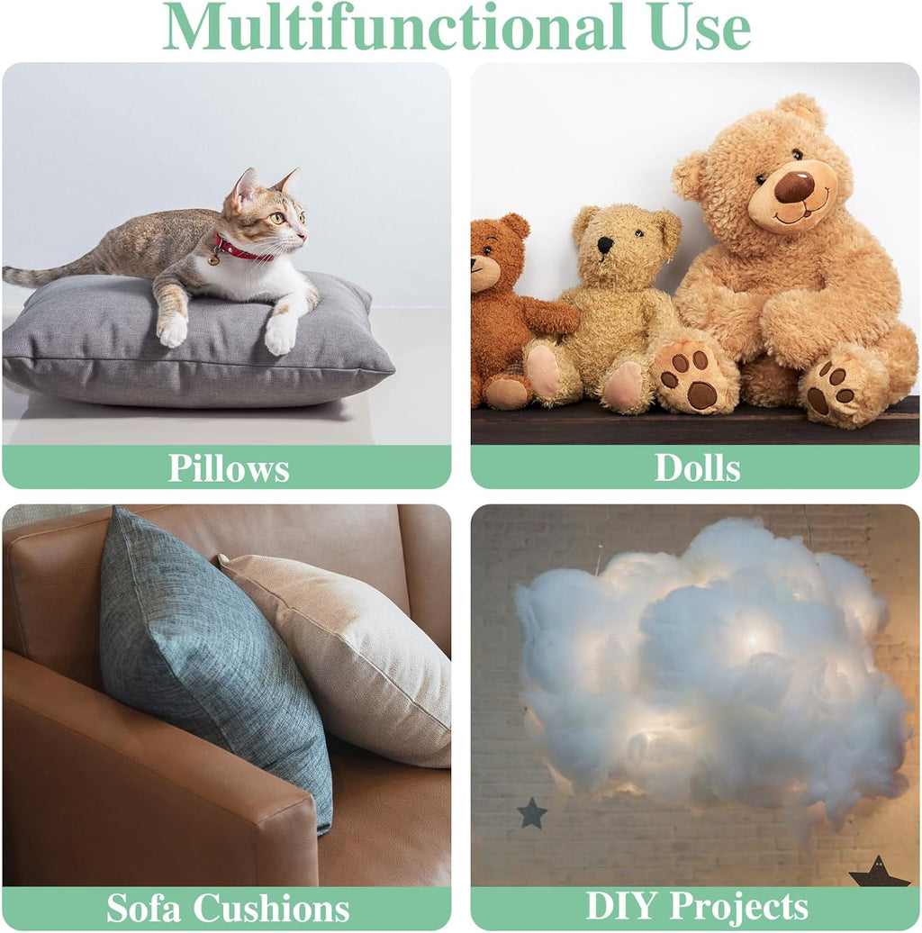 Skiennix Premium Polyester Fiber Stuffing - 2.2 LB | Machine Washable White Fill for Stuffed Animals, Pillows, Quilts