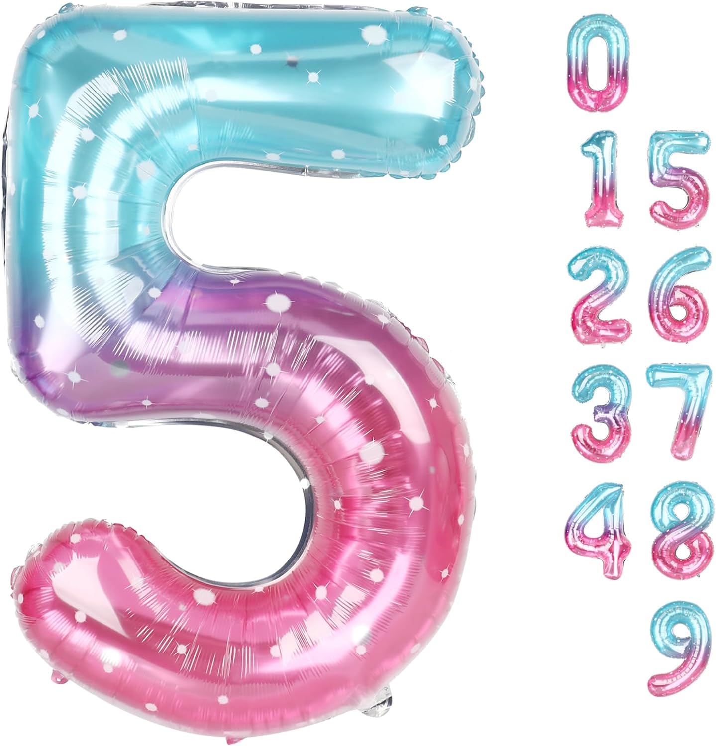 Skiennix 40-Inch Balloon Numbers | Vibrant Pink, Purple & Blue Balloons for 5th Birthday & Wedding Decor