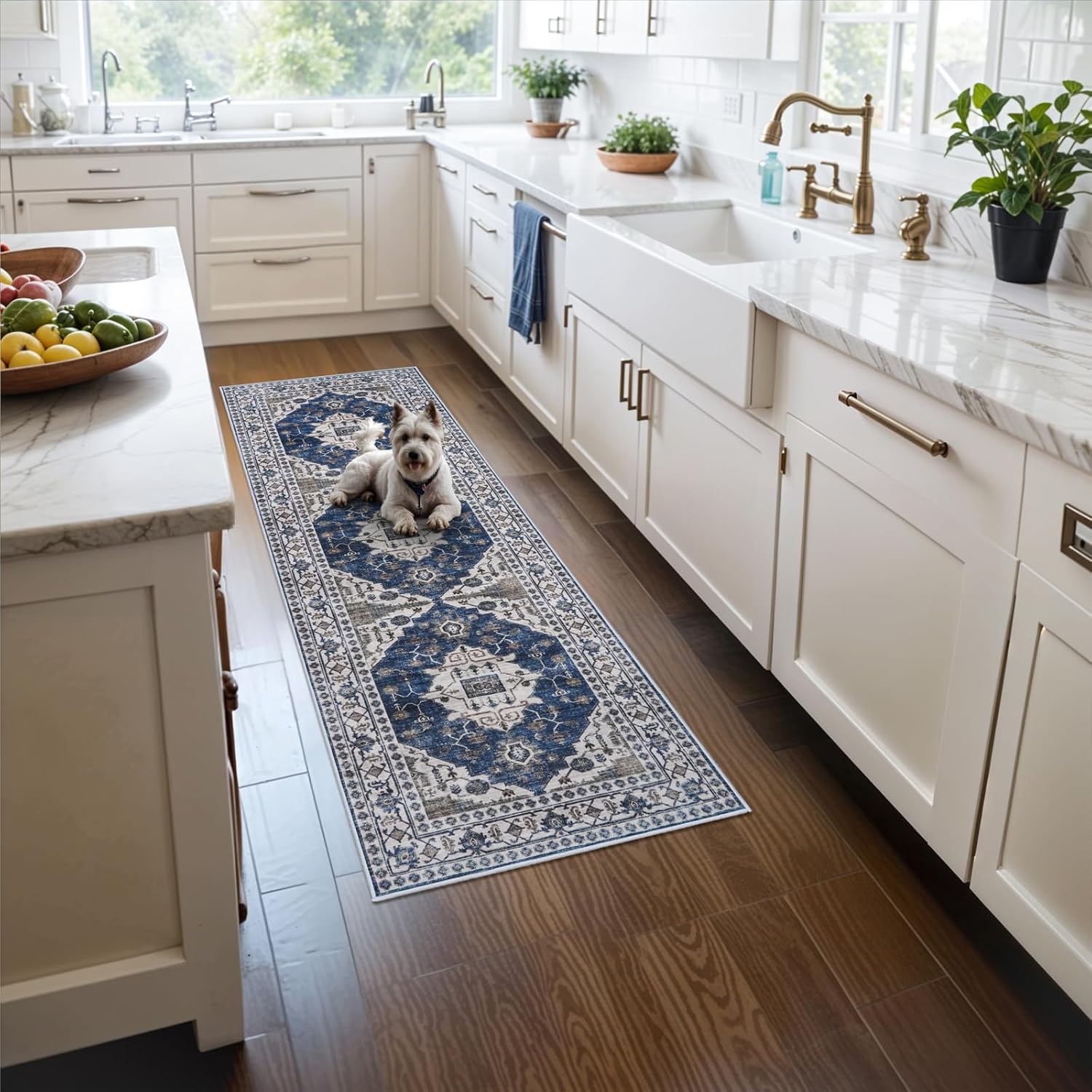 Skiennix 2x5 Washable Hallway Runner Rug - Ultra Soft Non-Slip Carpet for Entryway & Kitchen | Blue