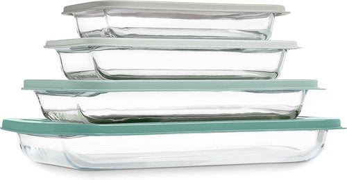 Cook With Color 8-Piece Deep Glass Baking Dish Set - Versatile Casserole & Food Storage Containers | Microwave & Dishwasher Safe, Sage