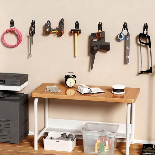 GeeWatom Garage Storage Utility Hooks - Durable Steel Wall Mount Organizers for Garden Tools | 2 Pack (Black)