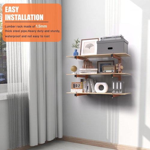 **Lumber Rack Heavy-Duty Wall-Mounted Lumber Storage Rack - 9-Level System, 1980 LB Capacity, Orange (6 Pack)**