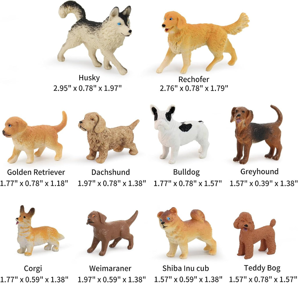 Muchfun 20Pcs Dog Toy Figures - Realistic Animal Figurines for Kids' Cake Toppers