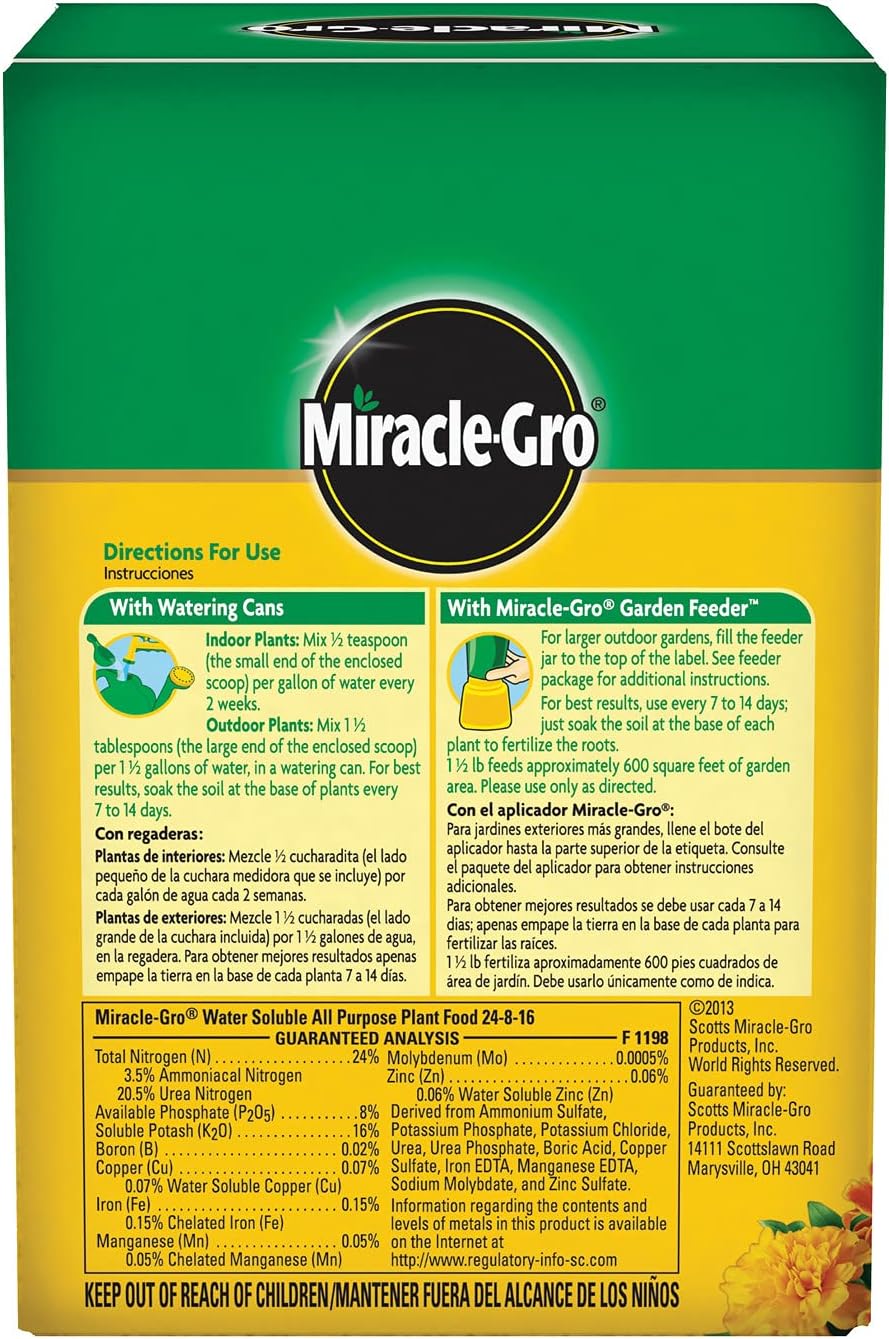 Miracle-Gro Water Soluble All-Purpose Plant Food - Fertilizer for Indoor & Outdoor Plants | 1.5 lbs (6-Pack)