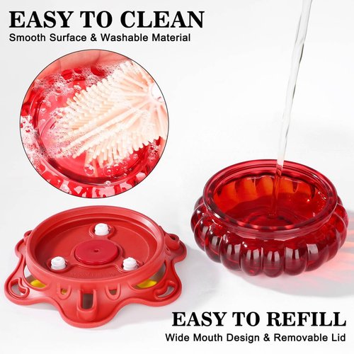 Fchstaer Glass Hummingbird Feeders Set of 2 - 3 Bee Guard Ports, 3.4oz Capacity, Perfect Outdoor Gift for Mom