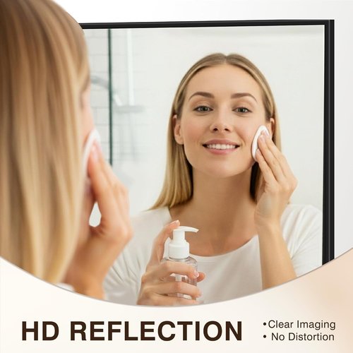 FICTOR Bathroom Vanity Mirror - Shatterproof & Anti-Rust Black Rectangle | 36" x 24" Wall Mount for Home Decor