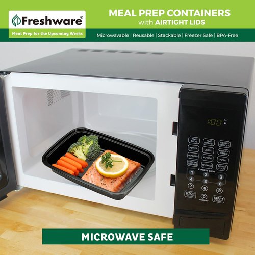 Freshware Meal Prep Containers - 50 Pack 1 Compartment Food Storage | BPA Free, Stackable, Microwave Safe (24 oz)