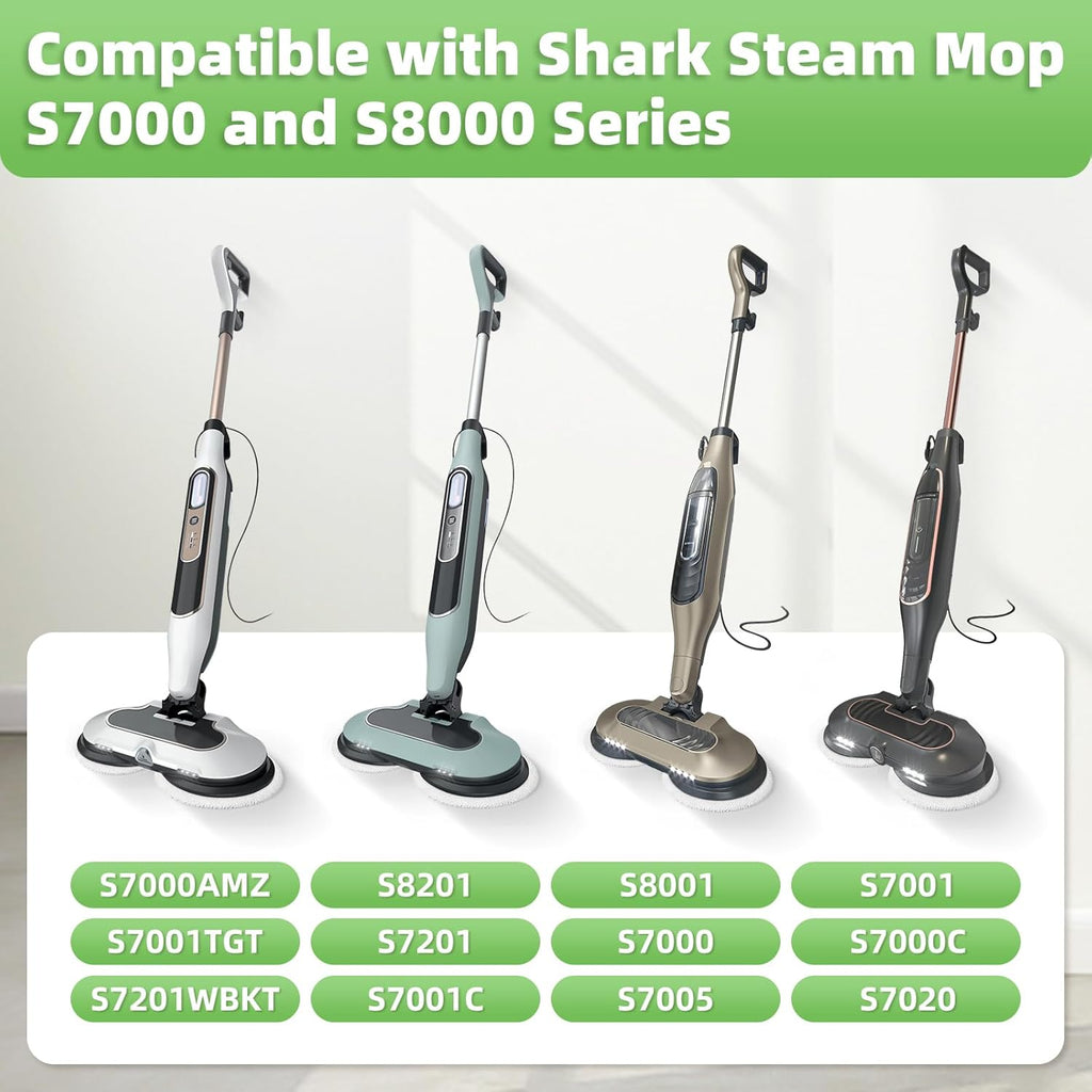Shark Steam Mop Replacement Pads - 8 Pack Dirt Grip Soft Scrub Washable Pads for All Sealed Hard Floors | Part XKITP7000