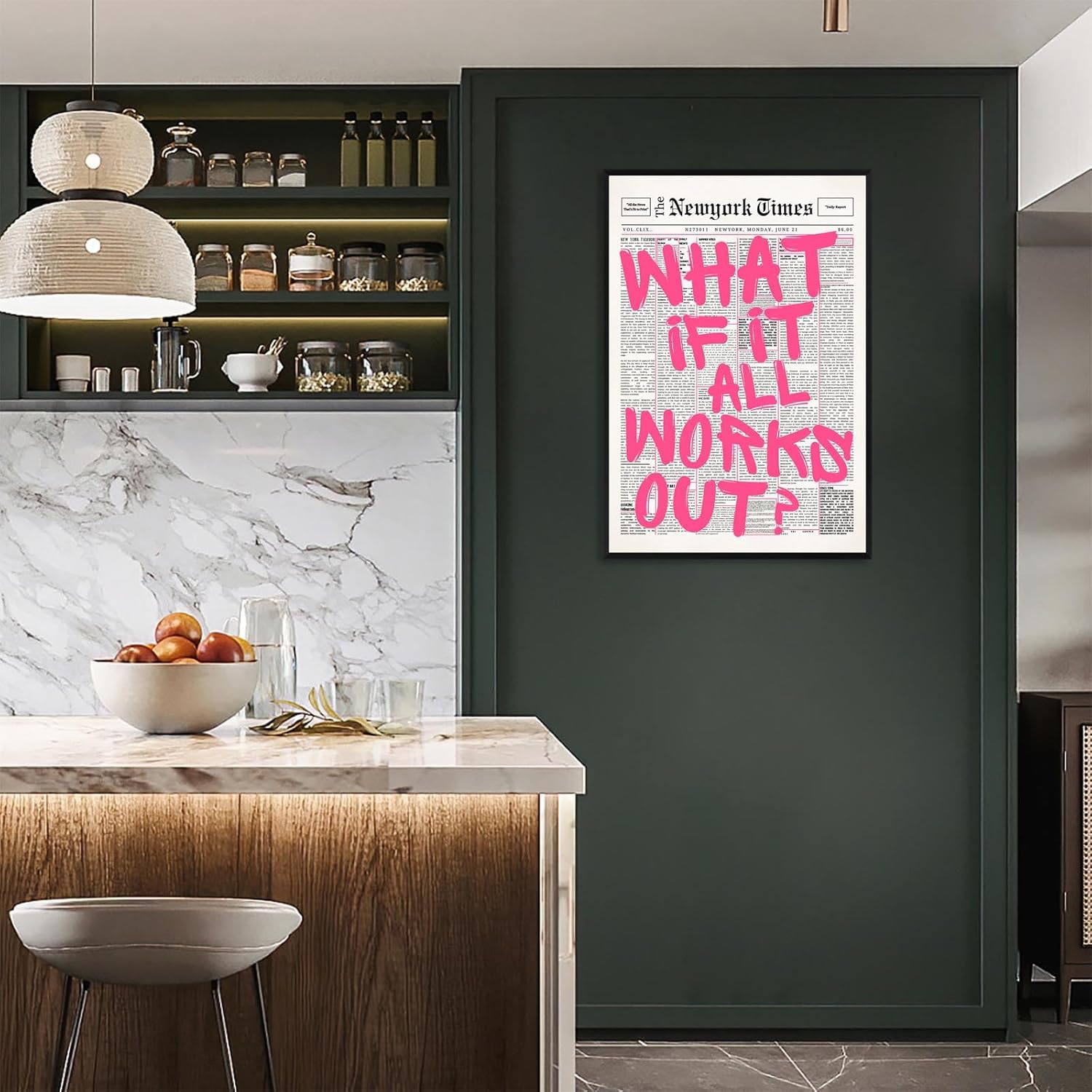 Skiennix Wall Art - Inspirational "What If It All Works Out" Canvas Print | Black & White 16x24in Framed Decor