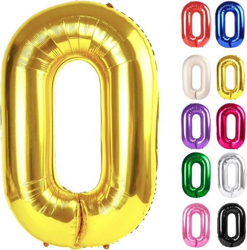 Gold Number 0 Balloon - 40 Inch Birthday Decoration for Milestone Celebrations | Party Supplies